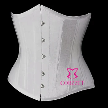 

Sexy Lingerie White Satin Goth Cupless Underbust Corselet Underwear Waist Trainer Corset Bustier Tops Women Hot Body Shapers