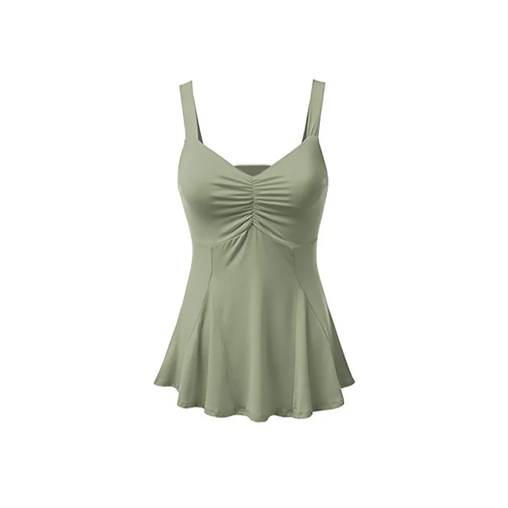 New Bikini Vest Slim Short V-neck European and American Camisole - Цвет: Matcha green