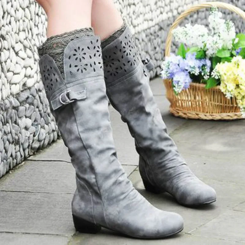

Womens Flat Mid-calf Boots Black Short Boots Women Plus Size 35 - 43 Faux Suede Slim Boots Lace Deco Shoes