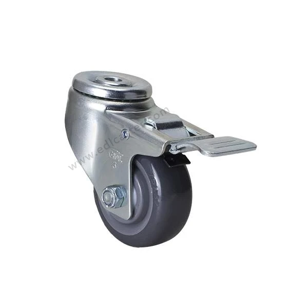 1PC EDL Medium Duty 3 Inch Casters Wheels 130Kg Polyurethane Castors Bolt Hole Iron Brake Locking Industrial for trolley | Обустройство