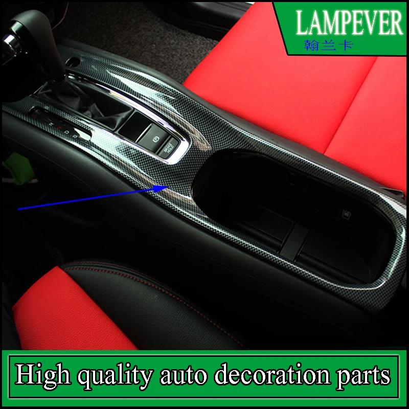 

Car-styling Auto Shift Lever Gear Panel Stick Cover Decoration For Honda HRV HR-V LHD 2015 2016 Gear Panel Water Cup Covers Trim