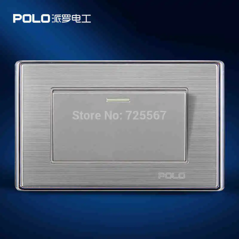 

Wholesale POLO Luxury Wall Switch Panel,Light Switch,1 Gang 2 Way (Big),Electric Switch,Silver,118*72MM,10A,110~250V, 220V