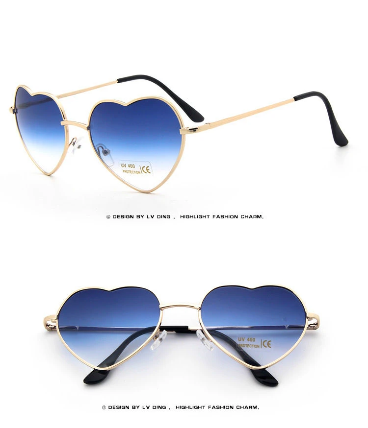 Love Heart Shape Sunglasses Women  Rimless Frame Tint Clear Lens Colorful Sun Glasses Red Pink Yellow Shades 2018 (1)
