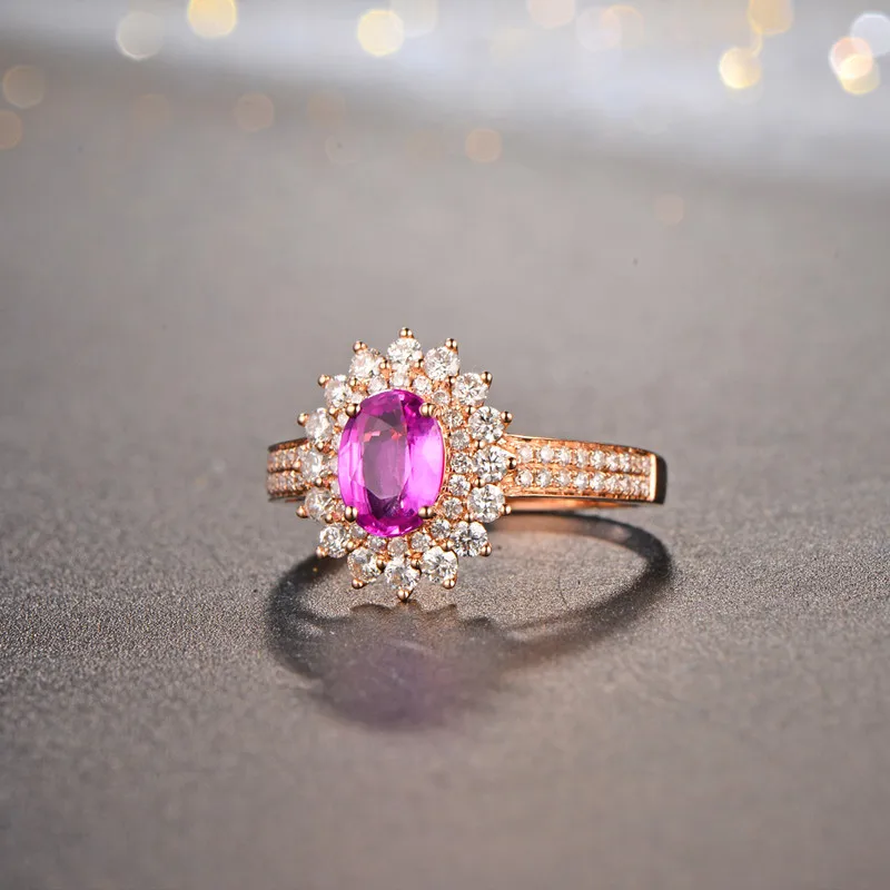 18k/Au750 Gold 1.02ct Pink Sapphire & 0.65ct Natural Diamond Engagement Ring Fine Jewelry