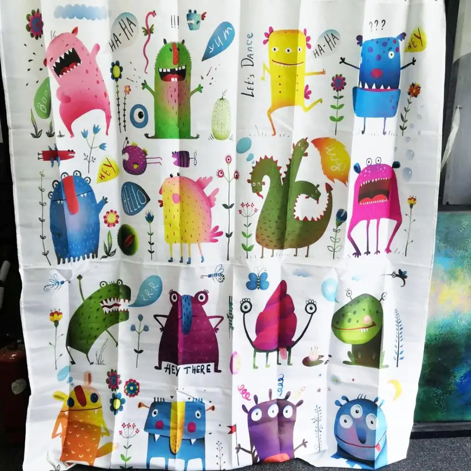 Memory Home Funny Cute Cartoon Monsters Kids Design Bath Decor Polyester Fabric Bathroom Shower Curtain Set With Hooks Shower Curtain Set Bathroom Shower Curtain Setbathroom Shower Curtain Aliexpress