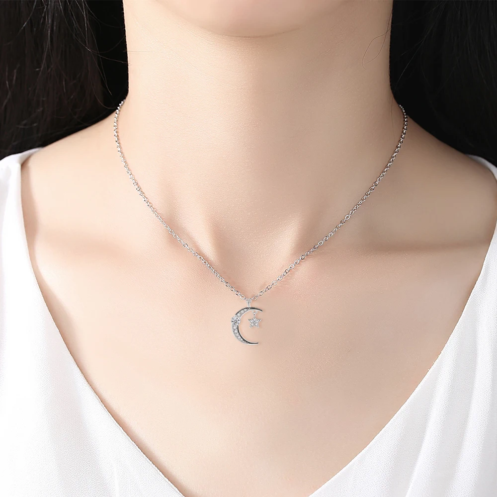 HPXmas, модное ожерелье с подвеской в виде Луны и звезды для женщин, серебряная цепочка, новинка, ювелирные изделия для свадебной вечеринки, подарки