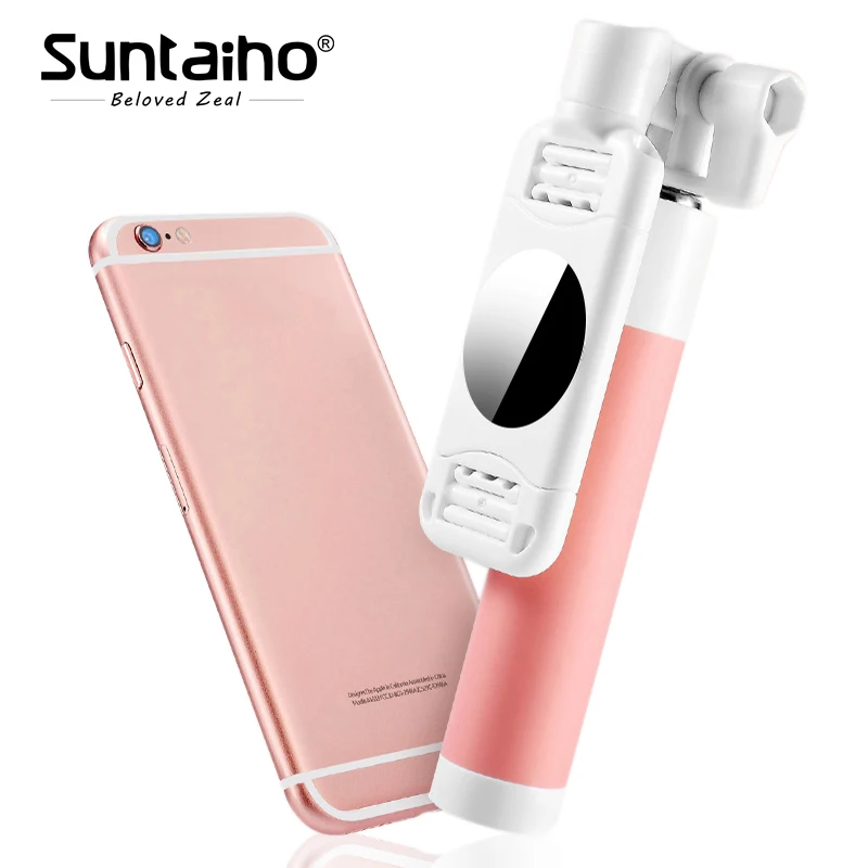 Suntaiho Extendable Self selfie Mini Monopod Selfie Stick with Mirror