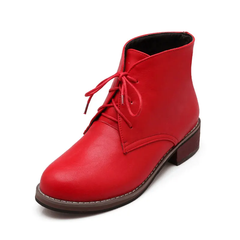 

2016 winter casual fashion solid color lace square heel boots women boots simple and elegant round students shoes women W-Y92