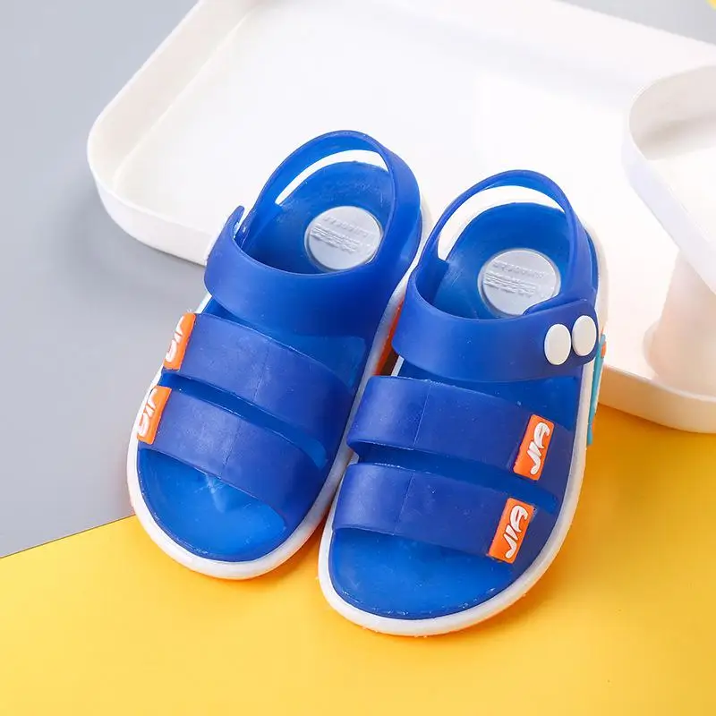 Сандалии для девочек летние детские, для малышей; сандалии, украшенные цветами; детские туфли из мягкой кожи для девочек туфли принцессы детские Студенческие пляжные сандалии - Цвет: Blue