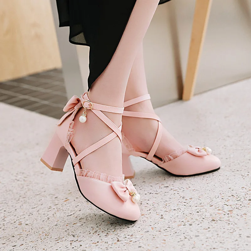 Summer Pu Leather Children Shoes Girls High-heeled Dress Shoes Bow-Knot Princess Party shoes Lace Patchwork Baby Kids Sneakers