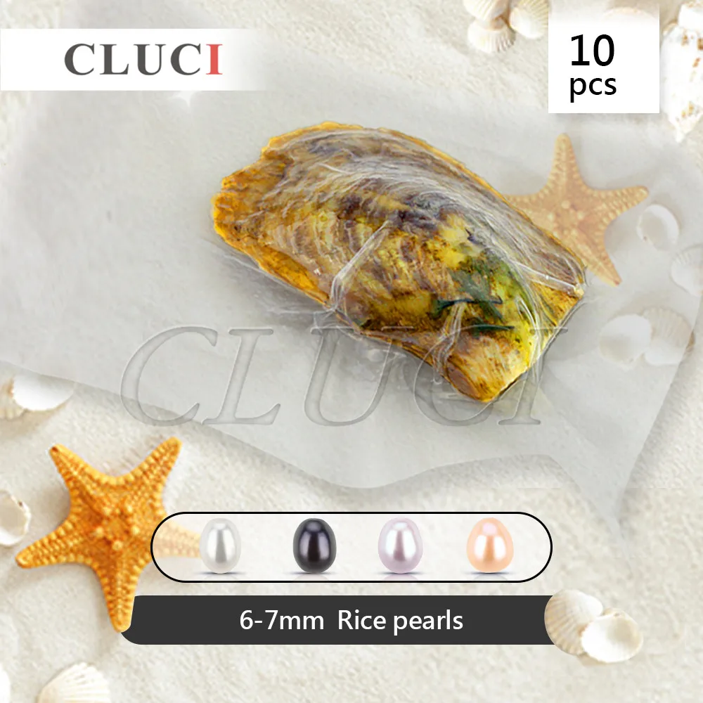 

CLUCI Free shipping 10pcs Mixed colors rice pearls oysters, 6-7mm AAA pearl bead in oysters, packed individually