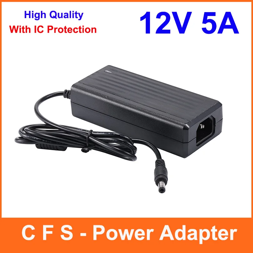 С IC защитой AC DC 12V 5A адаптер питания зарядное устройство источник 60W для 5050 3528 LED