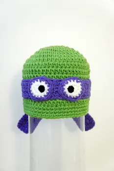 

100% cotton Halloween cartoon purple Turtles hat , Baby Crochet Animal Hat ,baby Ninja Hat Christmas gifts