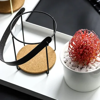 

Nordic Style Ceramic Vases Planter Iron Frame Leather Handheld Holder Plant Flower Pot Desk Office Decoration Accessories