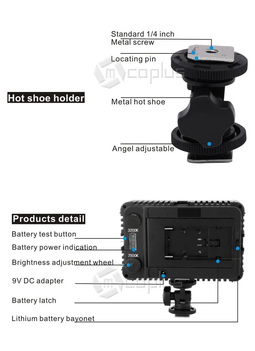 Mcoplus 260 двухцветный 3200 K/7500 K светодиодный свет видео для Canon, Nikon, Pentax, Sansung цифровой SLR Camrea и DV видеокамеры