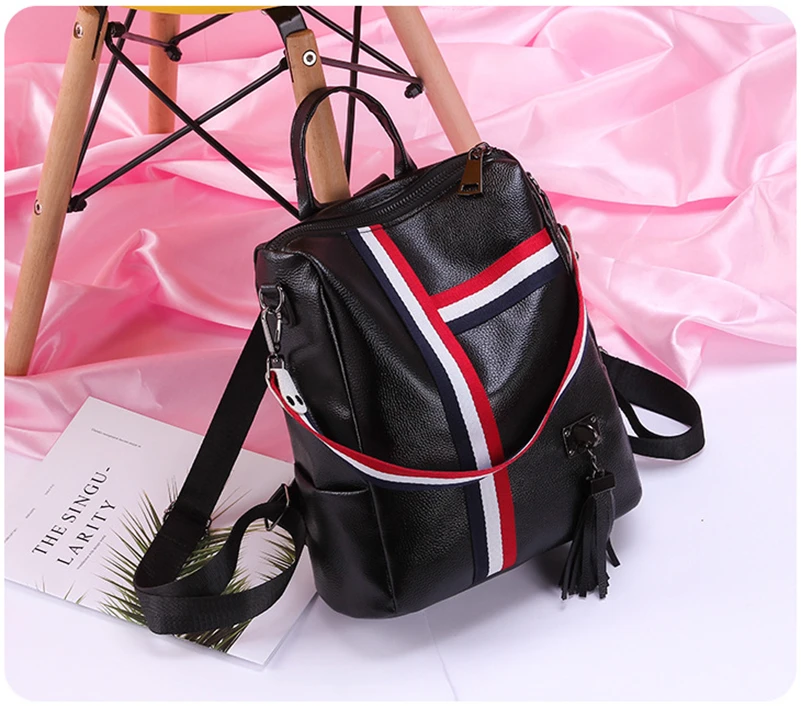 Nevenka Women Leather Backpack Fashion School Bag for Girls Zipper Backpack with Tassel Anti Thief Backpacks Female Travel Bags19