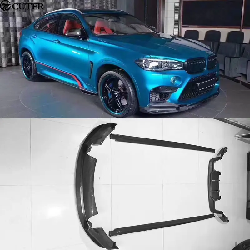 

F16 X6 X6M 3D style carbon fiber front bumper lip rear bumper diffuser side skirts for BMW F16 X6 X6M 3D Design 2014UP