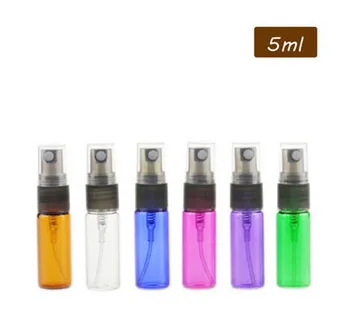 

2017 New 500psc 5ml 10ml glass perfume bottle, spray bottle, blue, green, pink, purple glass spray bottle
