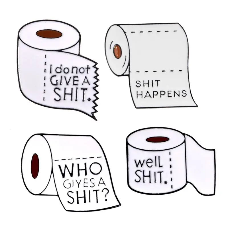 

Shit Happens Enamel Pin White Toilet Paper Brooch Hat Backpack Clothes Decor