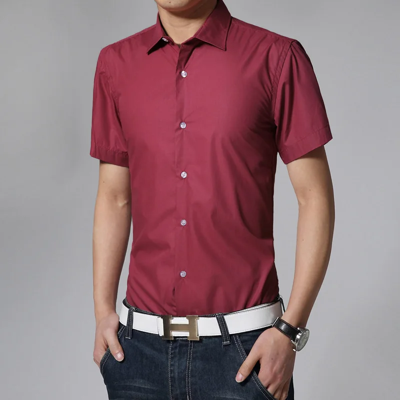 Hot Sale 2016 New 16 Solid Colors Mens Dress Shirt Slim Fit Formal