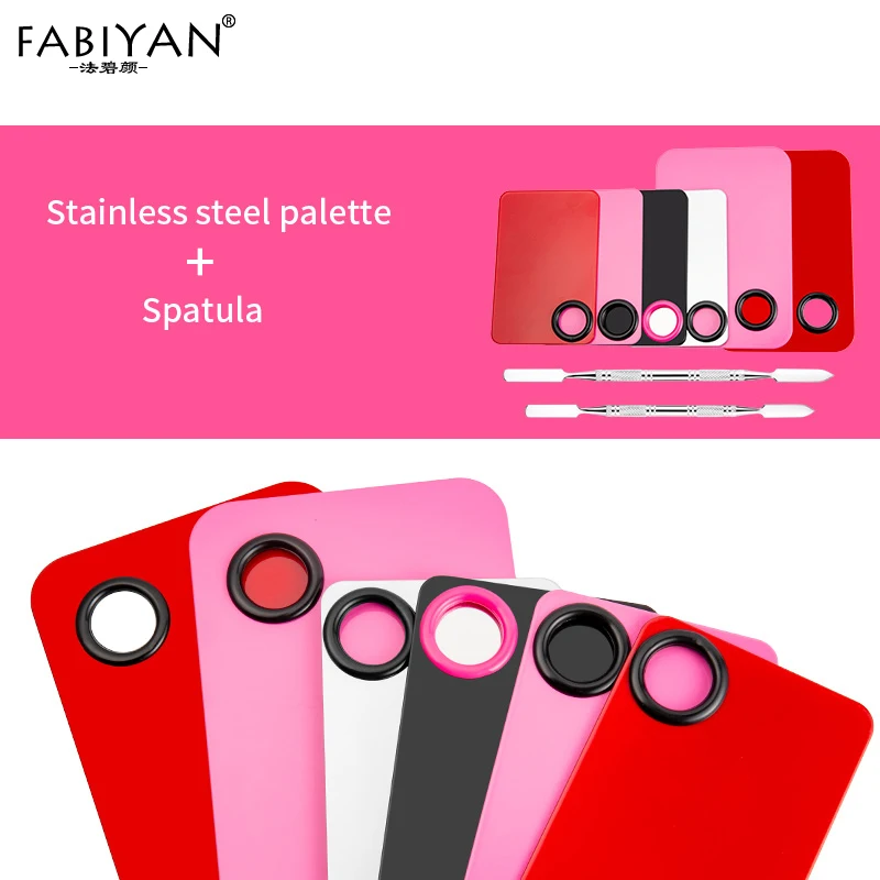 

Makeup Stainless Steel Palette With Spatula Rod Mixing Foundation Eyeshadow Cream Cosmetic Painting Plates Nail Art Polish Tool