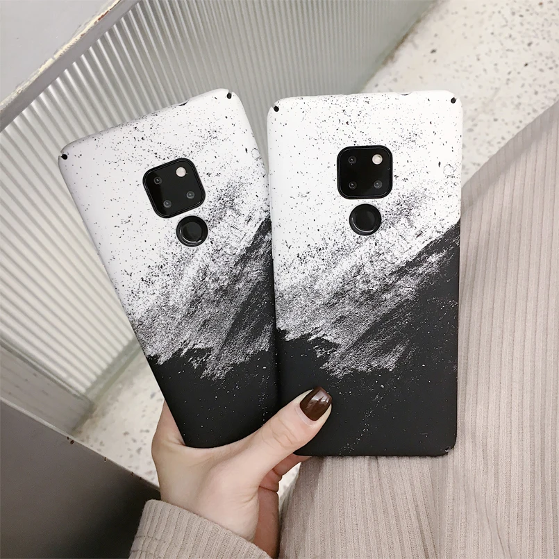 Fashion Hard Case For Huawei Honor 8X 10 Sand Painting Matte White Black PC P20 P30 Pro Mate 20 ProBack Cover Fundas |