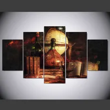 Lienzo impreso de pared artística con Marco, pintura con marco para pared de salón, imagen ny-932, 5 paneles de historia do vinho