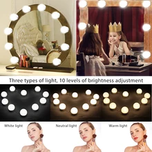 

10Pcs Bulbs LED Makeup Comestic Mirror Light Kit with Dimmable Light Bulb LED Light Bulbs Kit Adjustable Brightness lights