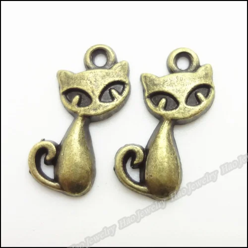 

250pcs Vintage Charms Cat Pendant Antique bronze Zinc Alloy Fit Bracelet Necklace DIY Metal Jewelry Findings