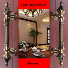 2PCS European Antique Bronze Solid Wooden Door Sliding Door Wardrobe Door Handle Cabinet Drawer Handle(C.C:360mm,L:550mm) JF1856 handle bronze antique doors craft carving ruyi door handle glass door handle hotel clubs