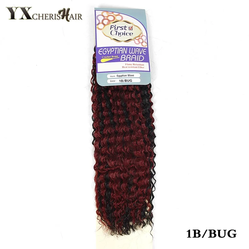 YXCHERISHAIR, 18 дюймов, вязанные крючком косички, афро, кудрявые, крученые, синтетические, Омбре, косички, волосы для наращивания, черные, Marly - Цвет: T1B/бордовый