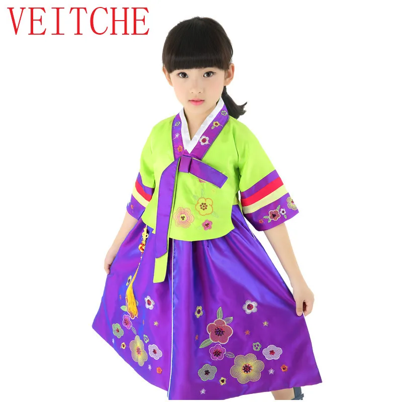 

Spring kids dance dress the new north Korea minority costumes children's clothing stage performance girls dancing dresses
