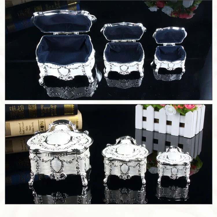 underbed storage containers Creative Russia European royal princess jewelry box jewelry box high silvery white metal plastic accessories receive a case stackable storage bins