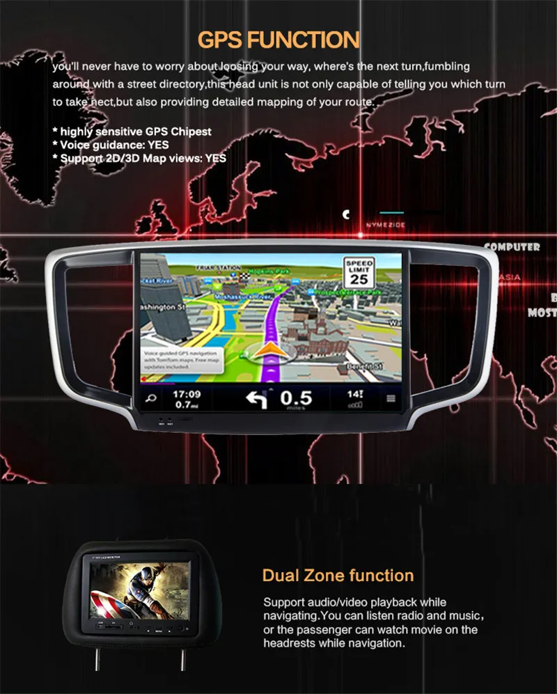 android 4.4 car gps For Honda Odyssey 2015