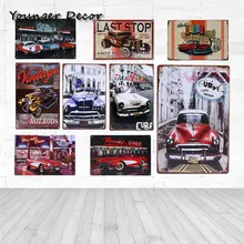 Винтаж горячие стержни жестяная вывеска Куба металлический плакат автомобиль автобус мотель Париж Закусочная ресторан отель настенный Декор железная Живопись Искусство табличка YA093