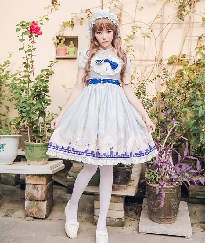 Japanese Quadratic Element Spaghetti Strap Cute Girl Dress Sweet Student Little Fresh Lolita Lovely A-line Princess Doll Dress2