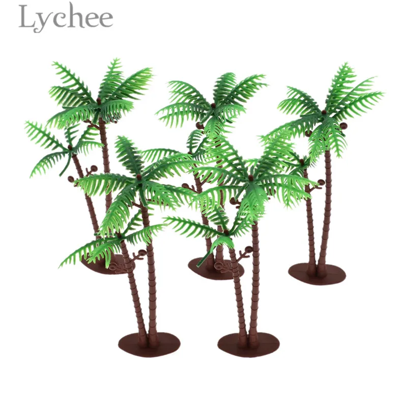Lychee 5pcs Mini Coconut Palms Tree Artificial Plants Scenery Landscape