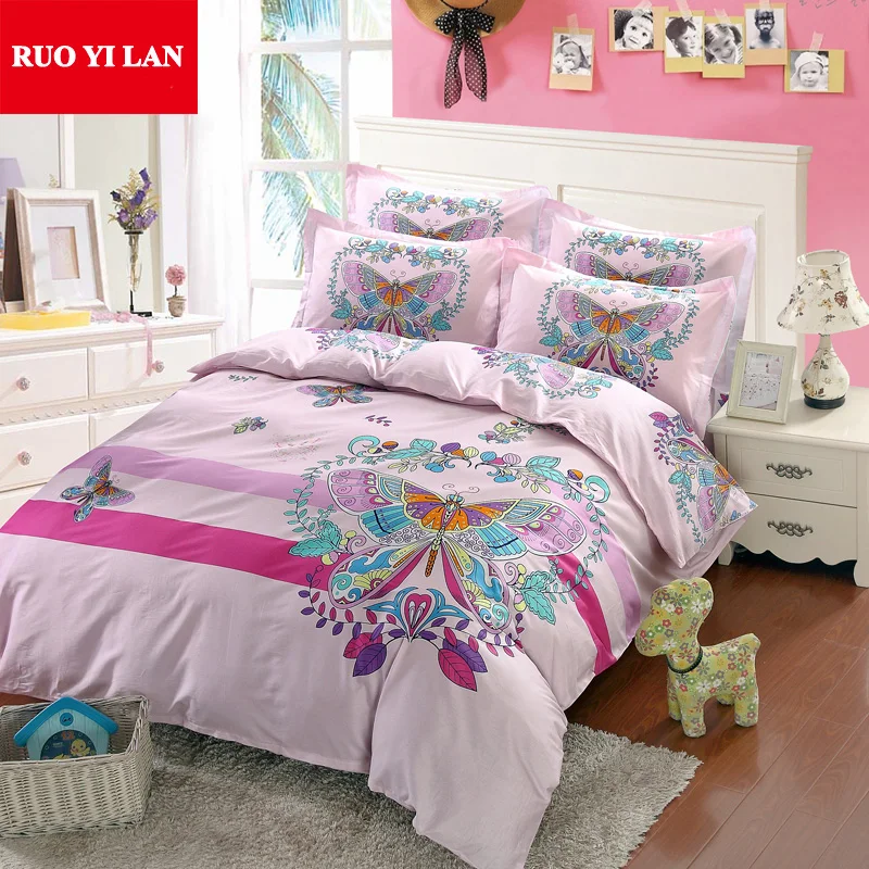 

Butterfly 3D Large Printing Duvet Cover Set 100% Cotton High Density Fabric Four Pieces Bedding Set Queen for 1.5/1.8m Bed