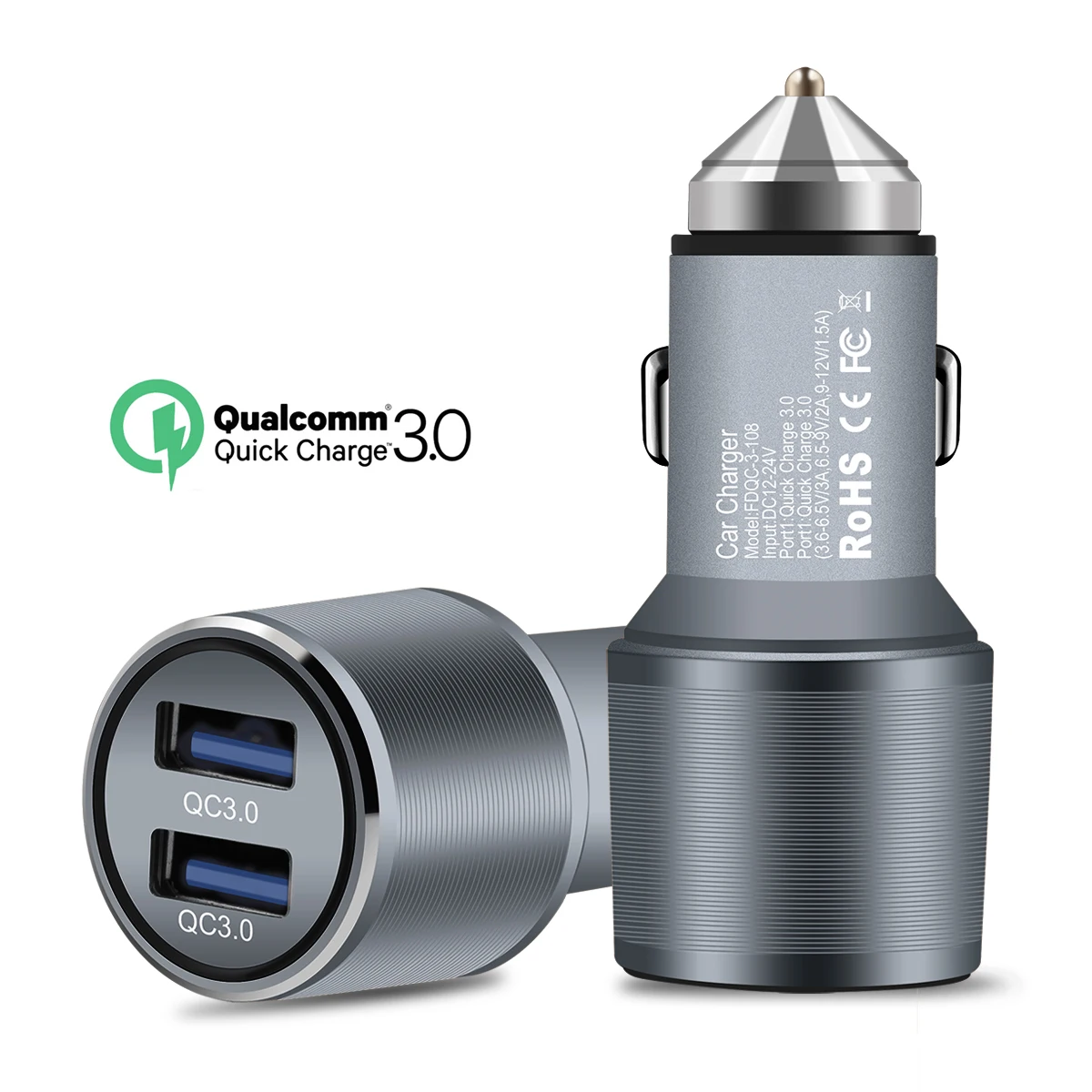 QC 3.0 المزدوج USB شاحن سيارة سريعة تهمة 3.0 5 V/3A 9 V/2A 12 V/1.5A ل ل Xiaomi فون X 7 سامسونج الروبوت iOS الهاتف شحن