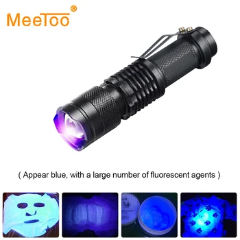 

CREE LED UV Flashlight Purple Ultra Violet Light UV Torch Lights 395nm Lamp AA Battery Zoomable Torcia Lanterna For Marker Check