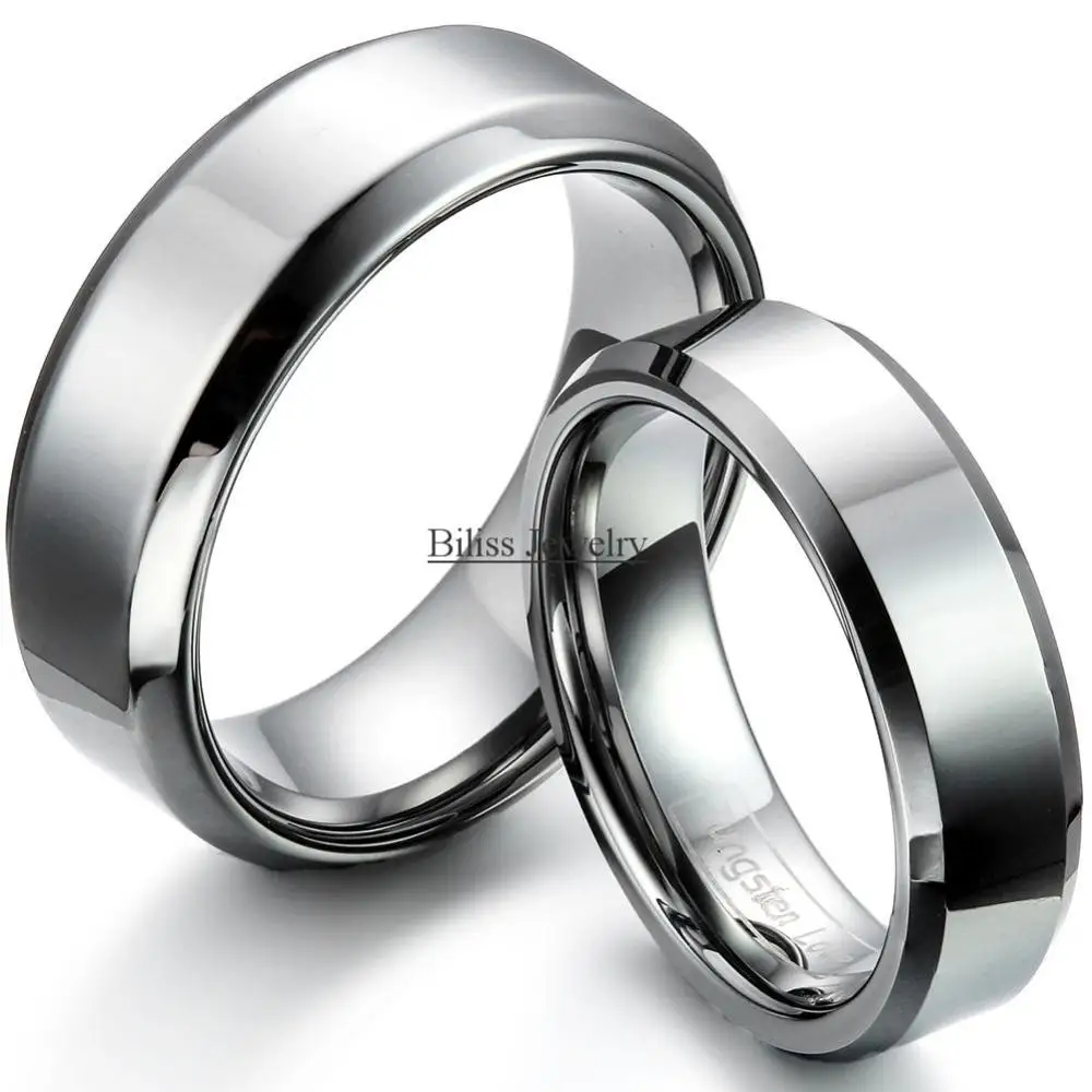 

Hot 6mm/8mm Tungsten Carbide ring ,Silver Wedding Rings for Women Men Comfort Fit Polished Shiny Beveled-edge - 1PCS