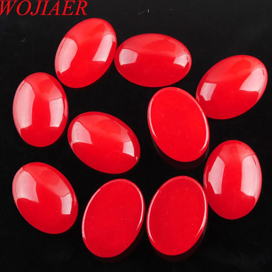 Buy WOJIAER Natural Red Jades Cabochon Beads Oval CAB
