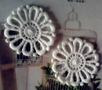 

Free Shipping Round Emboridery Appliques Cloth Paste Fabric Paste, DIY Lace Decoration, 40pcs/lot Ecru and White
