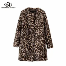 Новинка, винтажная длинная куртка с леопардовым принтом, пальто с круглым вырезом, карманами на молнии, уличная одежда для девушек, повседневная верхняя одежда, Casaco Femme