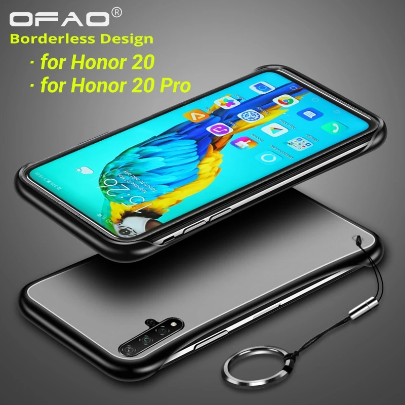 For Huawei Honor 20 Pro Borderless Metalt Finger Ring Cases Luxury Back Cover Fundas Capa Coque With Rope for honor20 |
