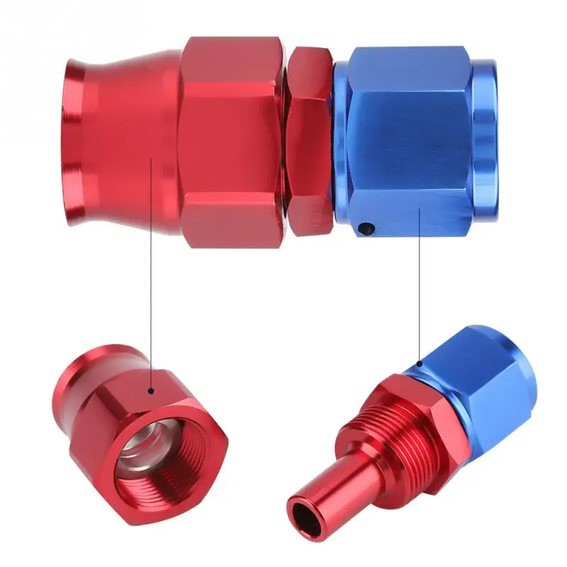 New AN10 Straight 45 90 180 Degree Push On Twist On Oil Gas Fuel Hose End Fitting for Teflon Hose T6160 Aluminum Car accessories