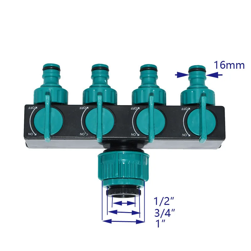 Оросительной воды трубы 4 способа разветвитель 4 Коснитесь сад крана женского 1/2 3/4 1 дюйм быстрый разъем адаптера 1 шт