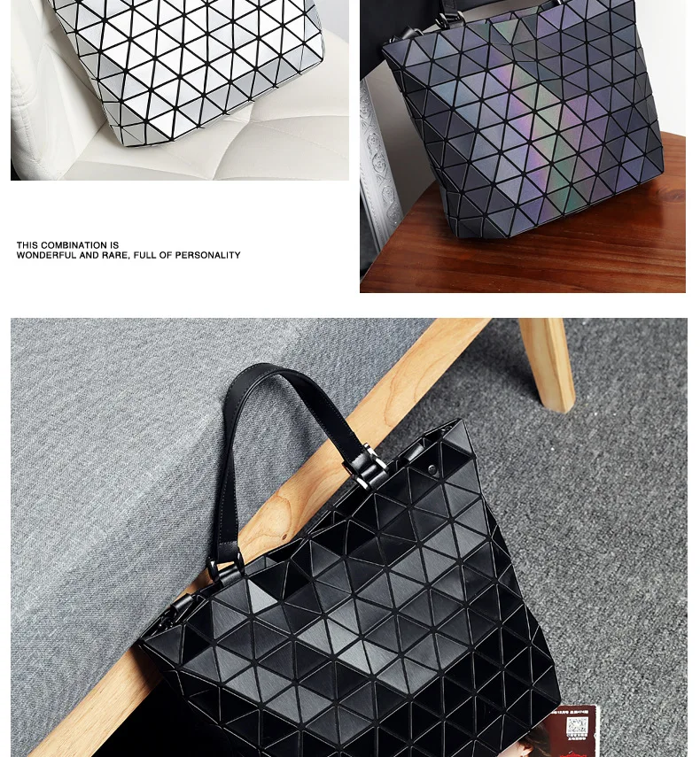 ZYJ Women Sequins Luminous Plaid Shoulder Bags Girls Handbags Casual Deformable Lattice Laser Crossbody Make Up Evening Tote Bag (17)