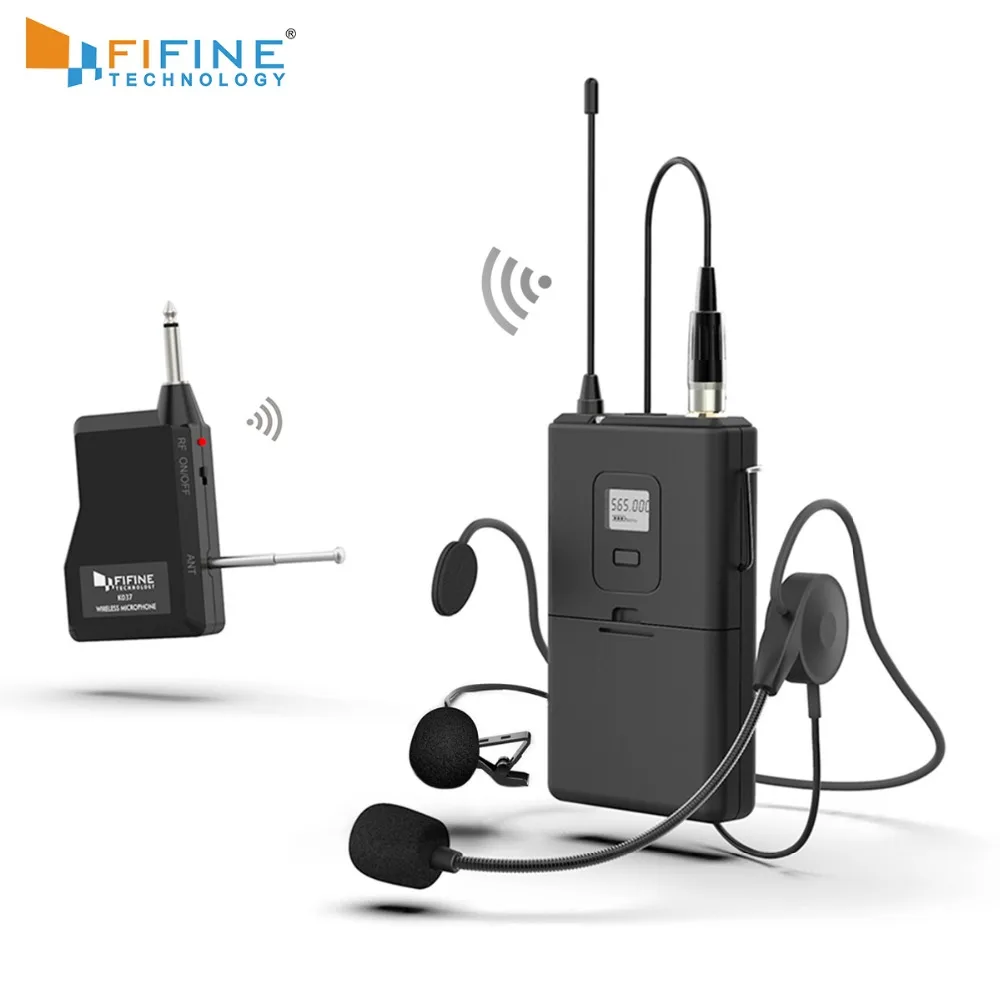 FIFINE 20 Channel UHF1/4 дюймовый выход lavalier & гарнитура микрофон передатчик для камеры