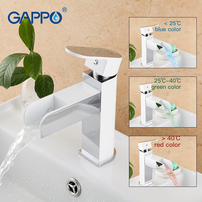 GAPPO LED смеситель для раковины водопад краны изменение цвета с температурой ванной